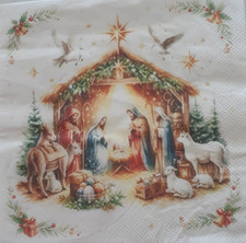2 individual Paper Decoupage NAPKINS - NATIVITY RELIGIOUS XMAS 1 MOTIF picture