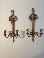 Vintage Pair 2 Burwood Federal Style Double Candle Holder Wall Sconces picture