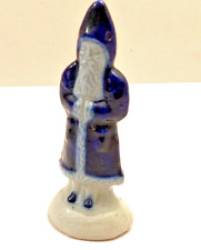 Vintage Salmon Falls Pottery Stoneware Signed Santa Claus Blue Figurine 1995 4