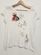 RARE Vintage Y2K Disneyland Baby Tee Alice In Wonderland Bedazzled Large White picture