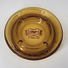 Vintage Marketing Ashtray Miller High Life Beer Amber Glass USA - 6.5 inches picture