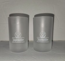 Two JAGERMEISTER Large Shot Glass Clear White Shooter Frosted picture