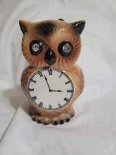 Vntg Ceramic MCM Owl w/Rhinestone Eyes Wall Pocket 6