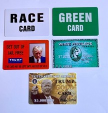 NEW 5 Card Lot Trump Gold Green Race Jail White Plastic  ICE MAGA Funny Gift picture