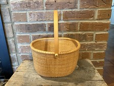 Vintage Nantucket Style Basket Tight Weave Wood Bottom picture