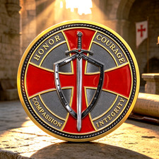 3D Knights Templar Challenge Coin Red Cross Christian Religious Faith Coin Token picture