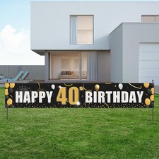 Happy 40th Birthday Banner, Cheers and Beers to 40 Years, 40th Birthday Party... picture