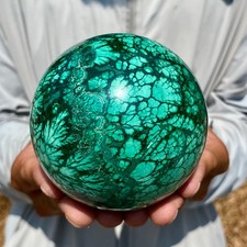 2.53LB Rare Natural Malachite quartz hand Carved sphere Crystal Healing picture