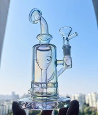 recycler rig Hookah Iridescent Beaker unique Glass bong water pipe 10mm bubbler picture