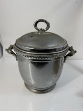 Vintage Ice Bucket Silver Plated Vacuum Insulated Double Handle picture