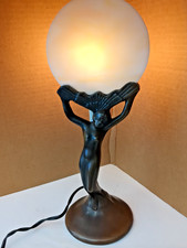 Vintage Art Deco Chandler Winged Victory Nude Lady Lamp Figural Metal W/ Shade picture