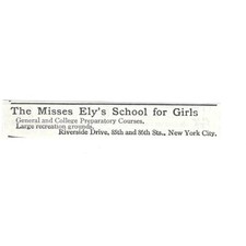 The Misses Ely's School For Girls Riverside Dr NYC 1903 Magazine Ad SAG7-S7 picture