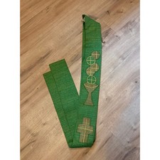 VTG Slabbinck Liturgical Priest Stole OS Green Gold Metallic Embroidered Belgium picture
