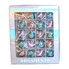 Christopher Radko Shiny Brite Ornaments Set x20 Pastel Pink Blue Glass Mini NEW picture