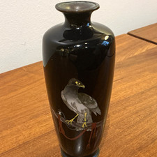 Antique Meiji Period Japanese Cloisonné Falcon Vase picture