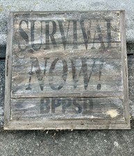 Vtg Black Panther Party Survival Program BPPSD SURVIVAL NOW Wood Crate 21x21x4 picture