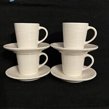 4 STARBUCKS 2004 At Home Collection 4 oz White Espresso Cups Saucers Embossed picture