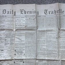1860 Daily Evening Traveler Newspaper Civil War Period Antique Newsprint Rare picture