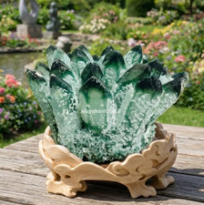 1000G Large Rare Green Phantom Geode Cluster Healing Crystal Quartz Home Decor picture