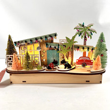World Market 2022 HOUSE WITH CARPORT Mid Century Christmas MCM Wood LED Scotties picture