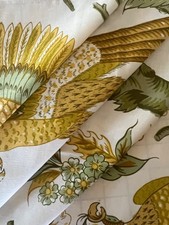 1975 Vintage Schumacher Birds vine yellow white cotton fabric new 51x31β picture