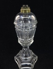 Antique c.1850 Disk Wafer Sandwich Co. Glass Whale Oil Lamp 9