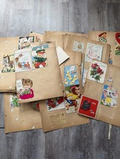 Vintage 1940s 1950s Greeting Card Scrapbook Lot Valentines Easter Birthday picture