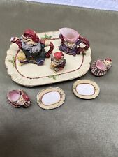 Vintage Miniature Tea Set with Santa Claus & Elves 10 pcs Holiday Decor picture
