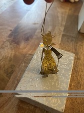 Vintage Lunt Silversmiths Brass Skiing Angel Christmas Ornament picture