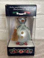 VTG NIB 1990’ Mouth Blown Glass Hand Painted Ornament Bellagio Italy Snowman picture