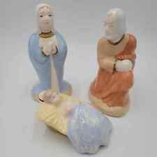 Vintage Christmas Ceramic Figurines Nativity Set 3pcs Baby Jesus Mary & Joseph picture