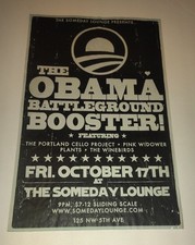 Vintage 2008 Barack Obama Battleground Booster Poster Someday Lounge Portland OR picture