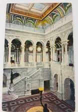 Vintage Washington D.C. Library of Congress Central Stairwell Postcard Entrance picture