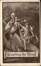 Stork Fantasy Indigenous Child Indian with Stork and Baby c1910 Vintage Postcard picture