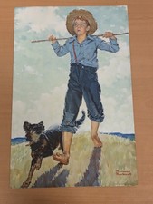 1940 Norman Rockwell Boy & Dog Hercules Powder Co Original Calendar Print picture