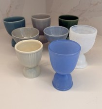 Vtg Homer Laughlin Harlequin Double Egg Cups Imperial Milk Glass Lot of 8 picture