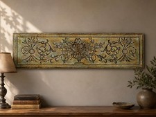Vintage Distressed Gold Floral Urn Wall Panel Decorative Architectural Plaque picture