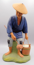 Vintage Ceramic/Porcelain 12” Asian Man Carrying Water Bucket Hand Painted picture