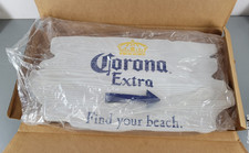 CORONA EXTRA BEER FIND YOUR BEACH ARROW WOOD BAR PUB SIGN 24x12 NEW IN BOX picture