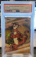 Topps 2025 Topps Chrome Disney Tigger #142 Gold Mini Diamonds PSA 10 /50 picture