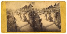 NEW JERSEY STEREOVIEW - Passaic Falls - Bridge Winter View - JP Doremus 1870s picture