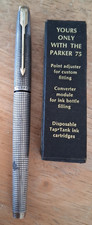 Vintage Parker 75 Cisele Flat Top Sterling Silver Fountain Pen With 14K Gold picture
