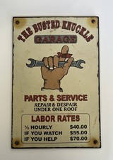 Busted Knuckle Garage Parking Sign Rustic Patina Man Cave Decor DIY Mechanic picture