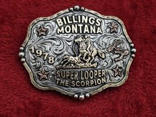 X~Treme CALF ROPING RODEO CHAMPION TROPHY BUCKLE☆Billings Montana☆Rare☆1978☆198 picture