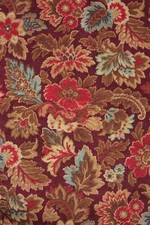 Antique French curtain c1880 heavy w/ fringe trim printed cotton old bed set old picture