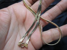 Vintage 80s Korea Herringbone Style Women's Gold Tone Chain Necklace - 19