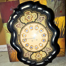 Antique French Napoleon III Boulle Cartel Wall Clock Enamel Numerals Pendulum picture