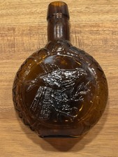 Vintage Arthur Singer Sparrowhawk Bird Amber Glass Bottle Clevenger Brothers picture