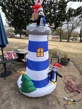 Vintage Gemmy Airblown Inflatable 8FT Lighthouse Christmas picture