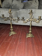 Vintage Baroque Style Brass Brevettato Candelabra 3 Candle (1 holder) picture